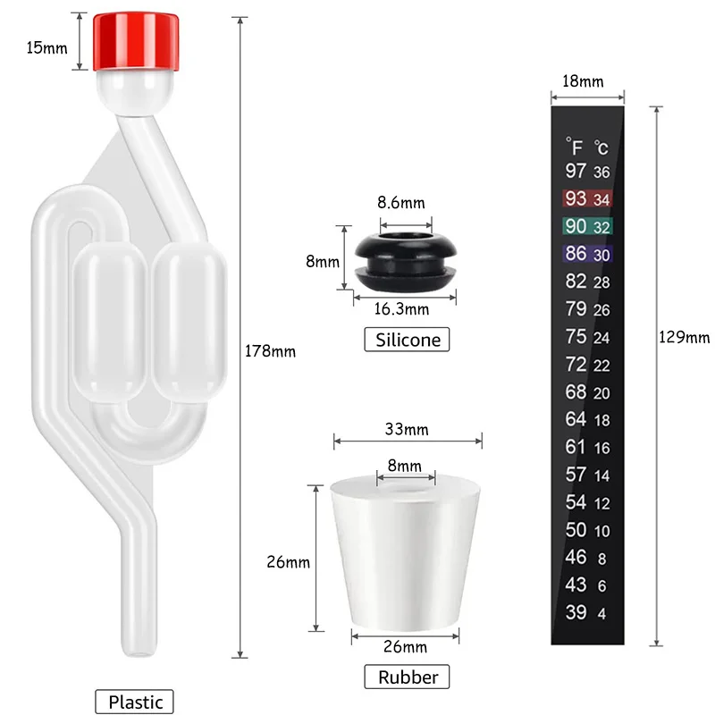 S-Shape Brewing Air Locks, 5 Pack Homebrew Twin Bubble Fermentation Airlock Kit with Silicone Plug,CARBOY BUNG Fermentation Tool