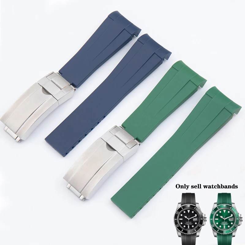 Correa de goma para reloj Rolex, cadena de reloj resistente al agua de silicona, color negro, verde, azul, Water Ghost Ditongna GMT, 20mm