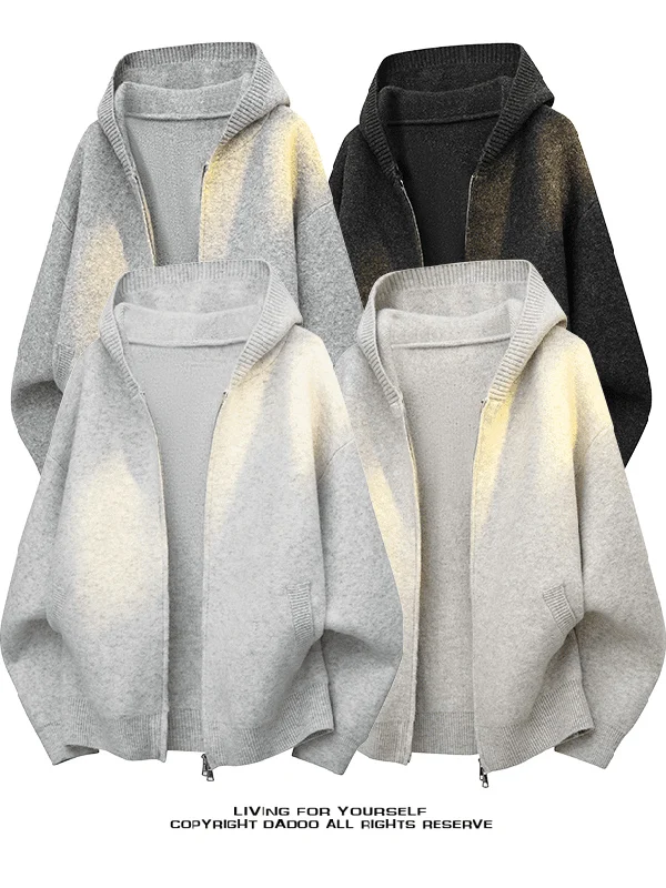 

Американский повседневный вязаный свитер с капюшоном, пальто, мужское свободное модное длинное пальто из полиэфирного волокна Sve Ci Walk, бег, работа, путешествие