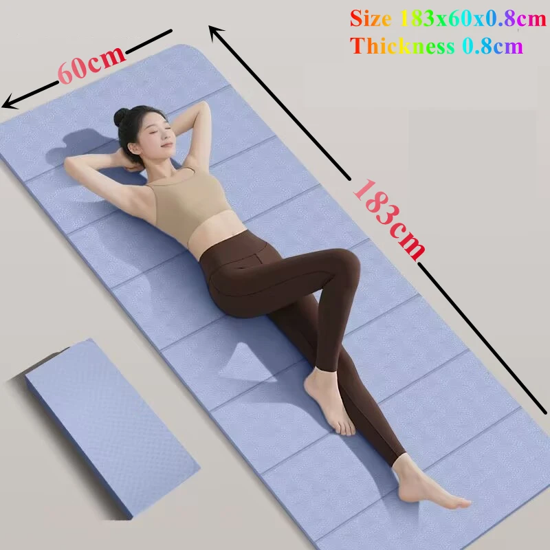 

183*60*0.8CM Fitness PVC Folding Travel Fitness Exercise Pilates Floor Workouts Foldable Yoga Mat Eco Friendly Sided Non-Slip