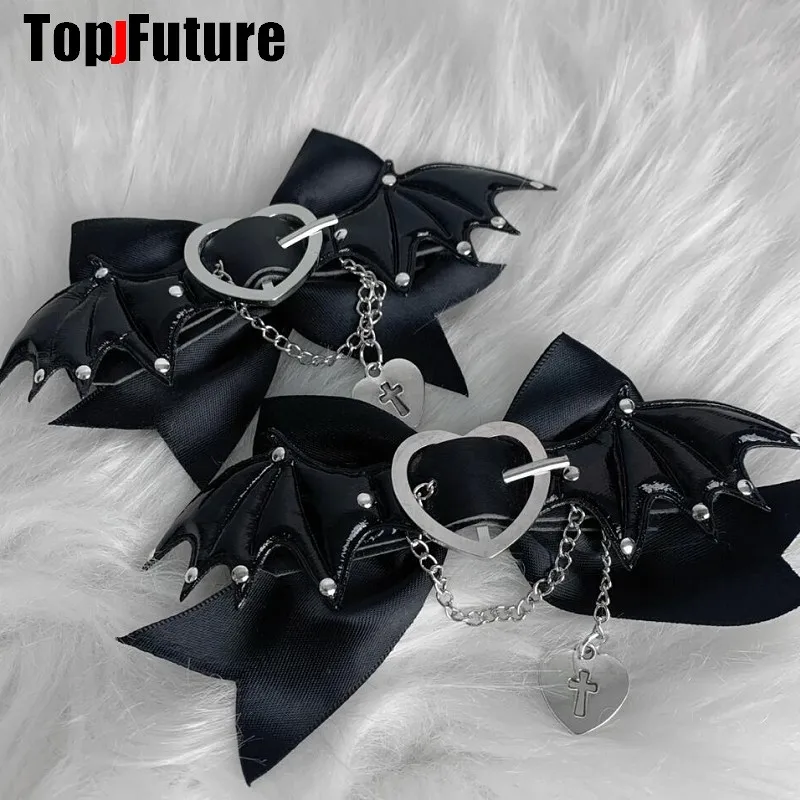 Gothic Lolita Hair clips Y2K girl Harajuku women devil bat wing pins Punk cross hairpin headdress angel punk aid pins hair pin