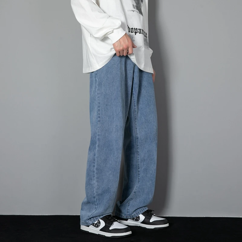 Unbranded Korean Casual Wide Leg Jeans Light Blue 6