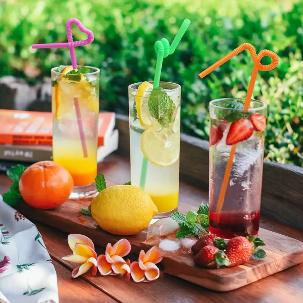 Drinking Plastic Straws Colorful Flexible Milk Cola Bubble Tea Disposable Straw for Wedding Party Kitchen Bar Drinks Supplies