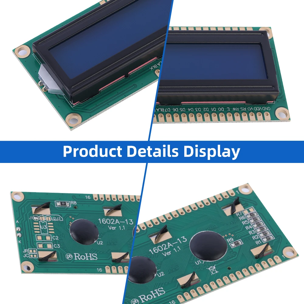 페르시아 블루 필름 도트 매트릭스 화면, 흰색 문자, 1602A-13 문자, 02X16 LCD 전압 5V, ST7066U, 16X2 도트 매트릭스 문자