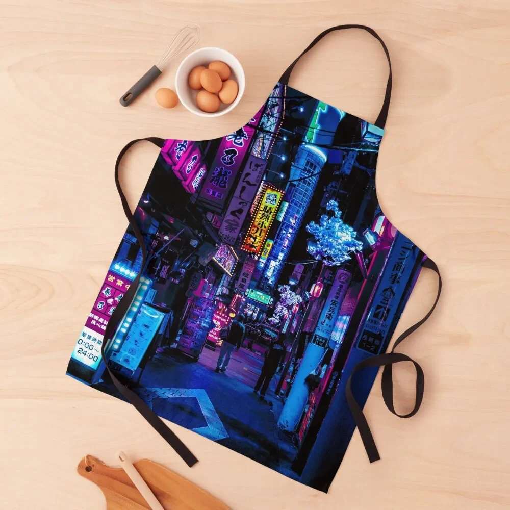 

Blue Tokyo Alleys Apron For Hairdresser painting Women's Dress restaurant accessories Apron