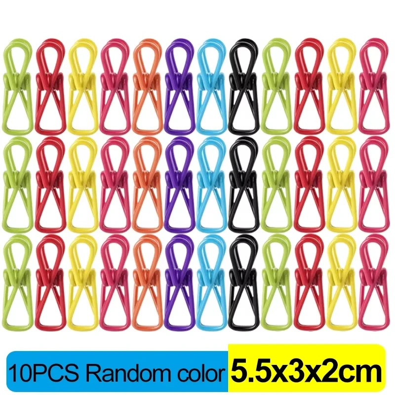 10Pcs Mixed Color Chip Bag Clips, 2 Inch PVC Coated Multifunctional Sealing Clips, Food Storage Bag Sealer, Clothes Pegs for Lau