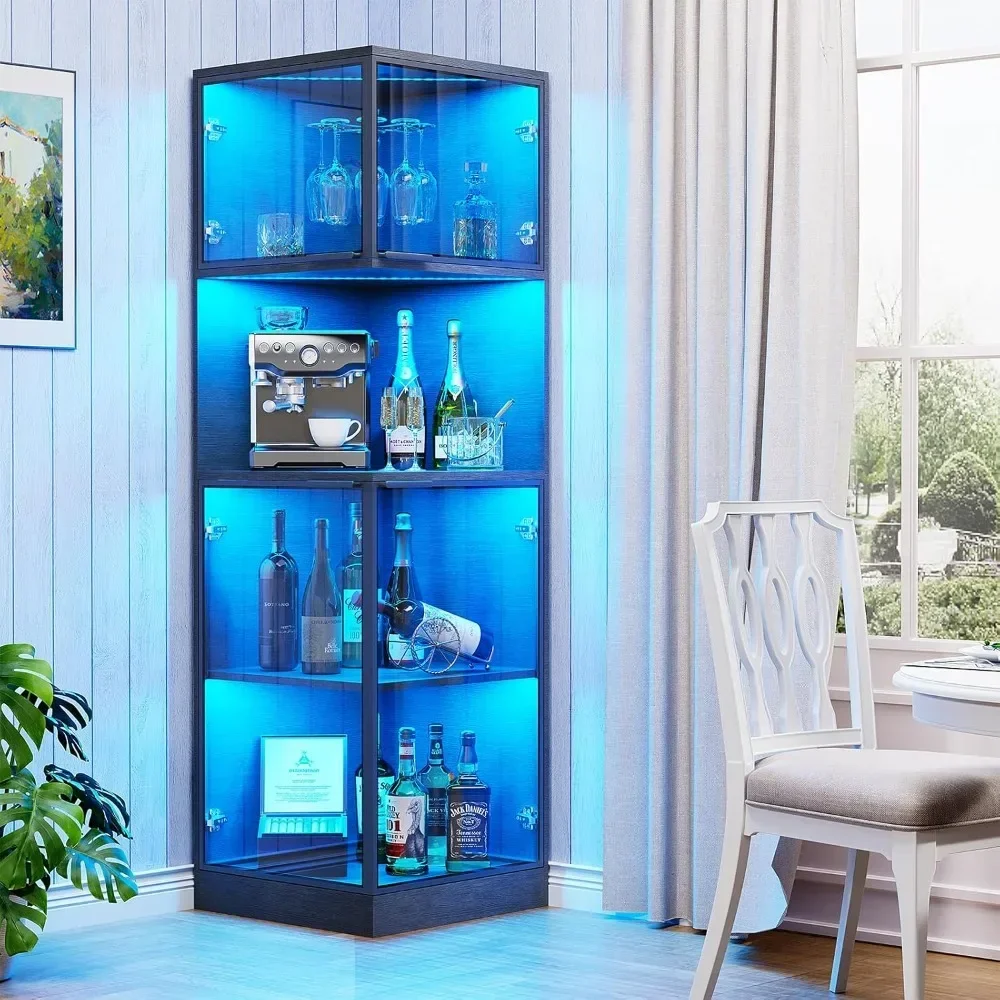 Bar Cabinet with LED Lights, 63