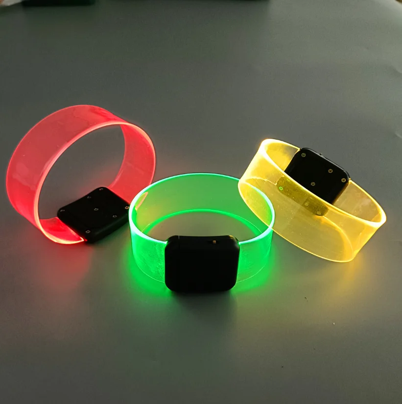 

100 LED Light Voice Control Bracelet Bangle Clear Magnet Band Sound Activated Bracelets for Concert Favor Rave Party Gift