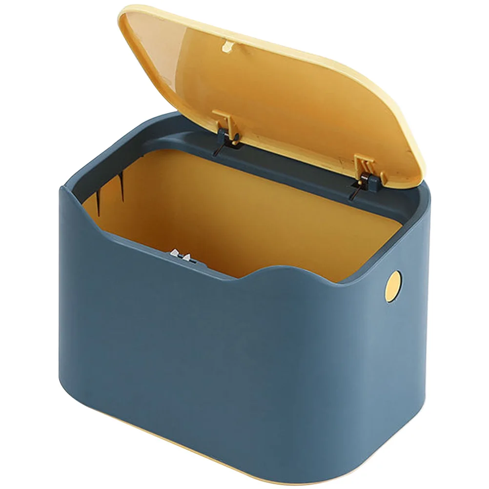 

Stylish Mini Trash Can With Lid Desktop Small Waste Container Odor-Free Plastic Garbage Type Living Room Bedroom