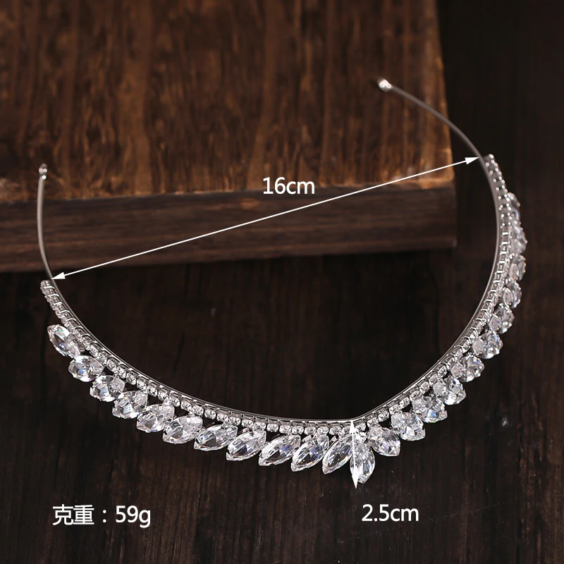 Exquisite Crystal Rhinestone Crown Wedding Accessories Tiara Head Jewelry For Bride Princess Hairband Queen Diadem Silver Color