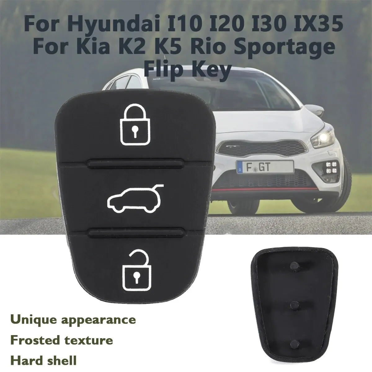 

Replacement 3 Button Rubber Pad Key Shell For Hyundai IX35 I30 Accent Kia K2 K5 Rio Flip Remote Car Key Fob Case Cover