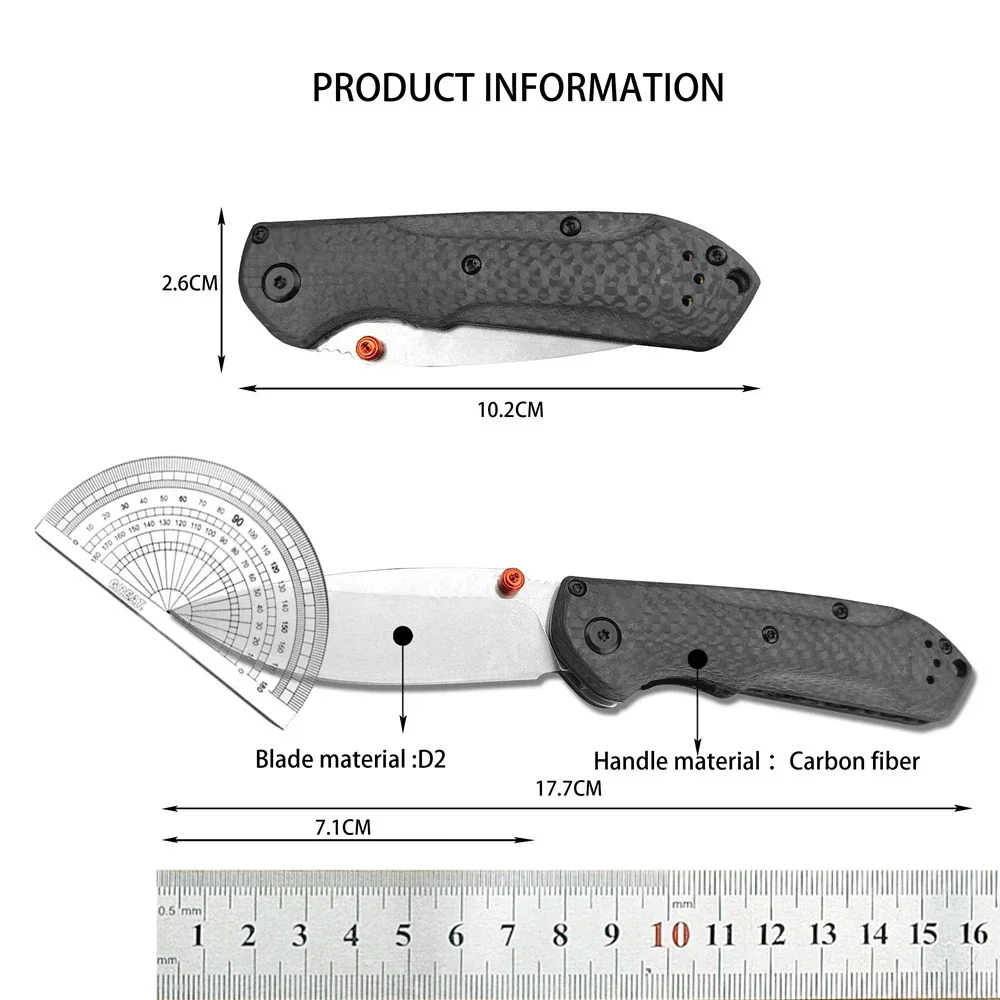 BM 565 Mini Freek Folding Knife D2 Drop Point Blade Carbon Fiber Handle EDC Hand Tool Outdoor Camping Portable Pocket Knife