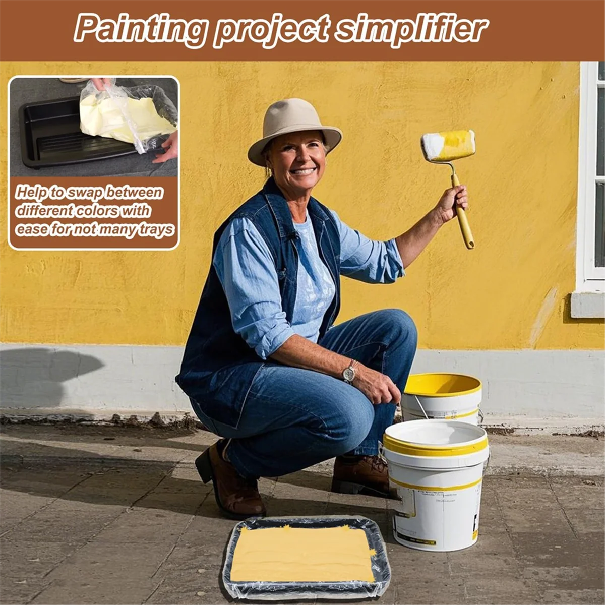 HOT 40 Pcs 18 Inch Paint Roller Tray Liners, Large Disposable Plastic Paint Tray Liner Bags for House Painting Walls view 3