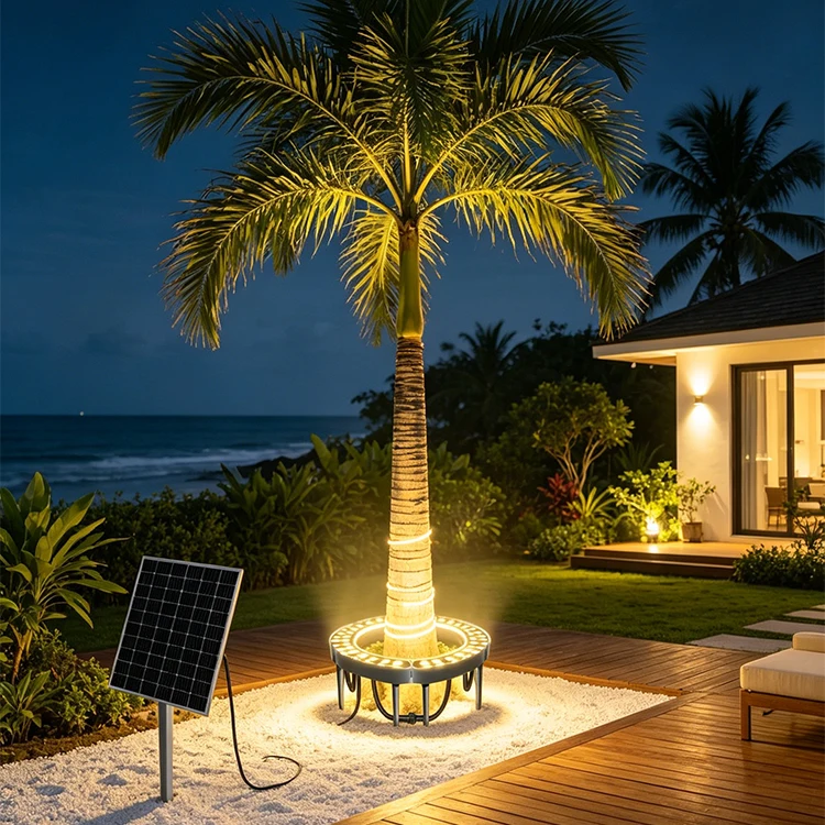 20W Linkable Solar Hug Tree Light Outdoor Ip65 Waterproof Dawn to Dusk Garden Landscape LED Spot Light Ring Palm Tree Lamp