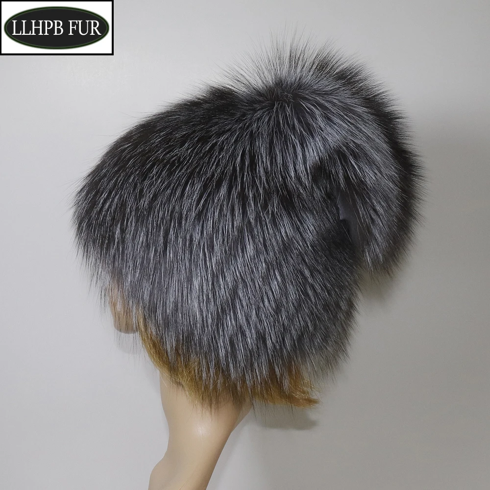 Real Fox Fur Hats Winter Women Luxury Good Quality 100% Natural Fox Fur Hat Slullies Female Fashion Warm Knitted Fox Fur Caps