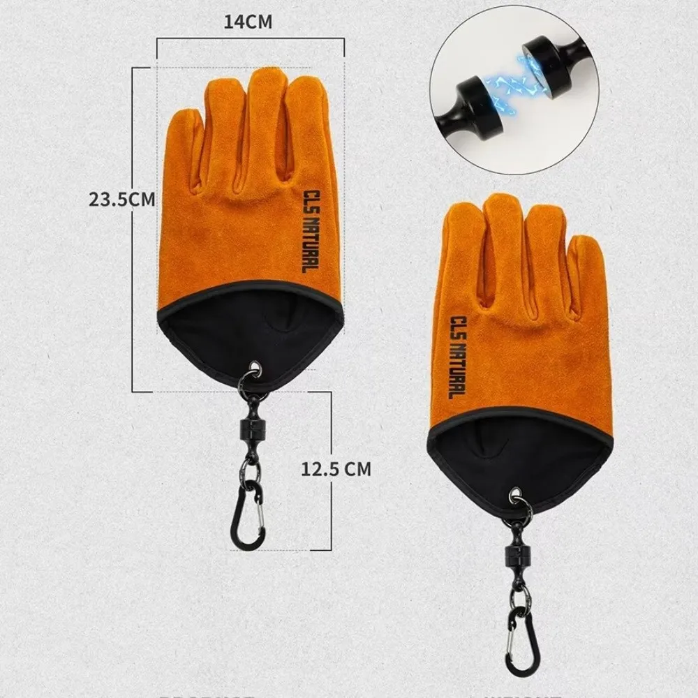Cowhide Leather Strong Magnetic BBQ Gloves Heat Resistant Non-Slip Fire Handling Gloves Leather Anti-Scald - view 6