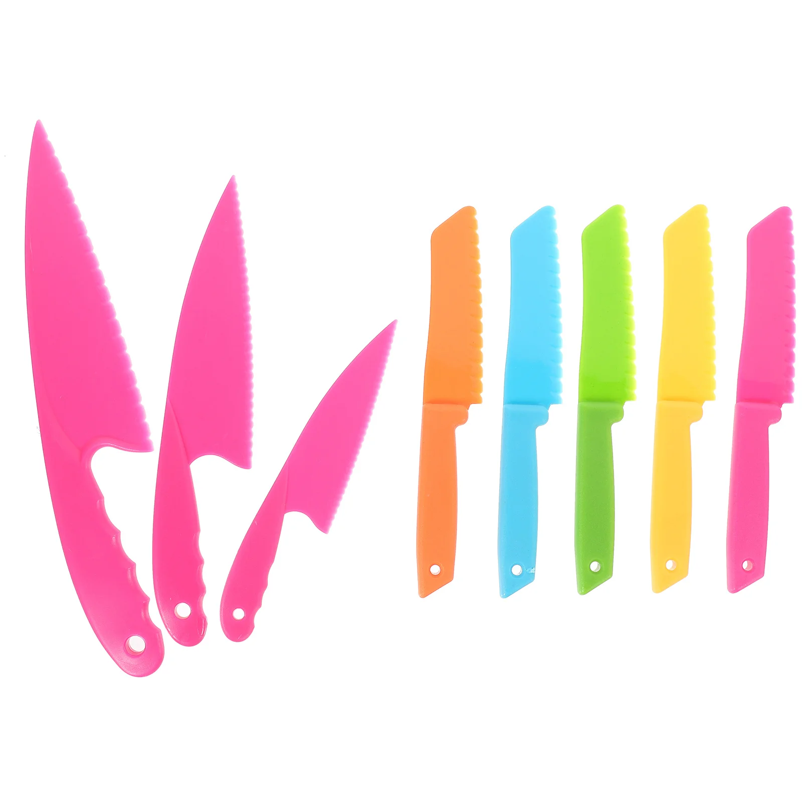 8Pcs Plastic Fruit Cutter Kids Safety Handheld Small Cutter Portable Kitchen Cutting Tool for Vegetables Bread