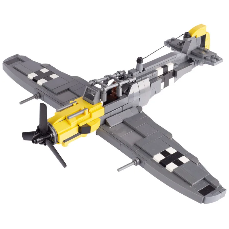 World War II German BF109 US P-51 Fighter Model Military Soldier Weapon Jets Gunship Technique Building blocks Toy Gift