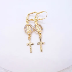 Fashionable and elegant Virgin Mary sparkling rhinestone cross earrings earrings for women daily wear holiday gift