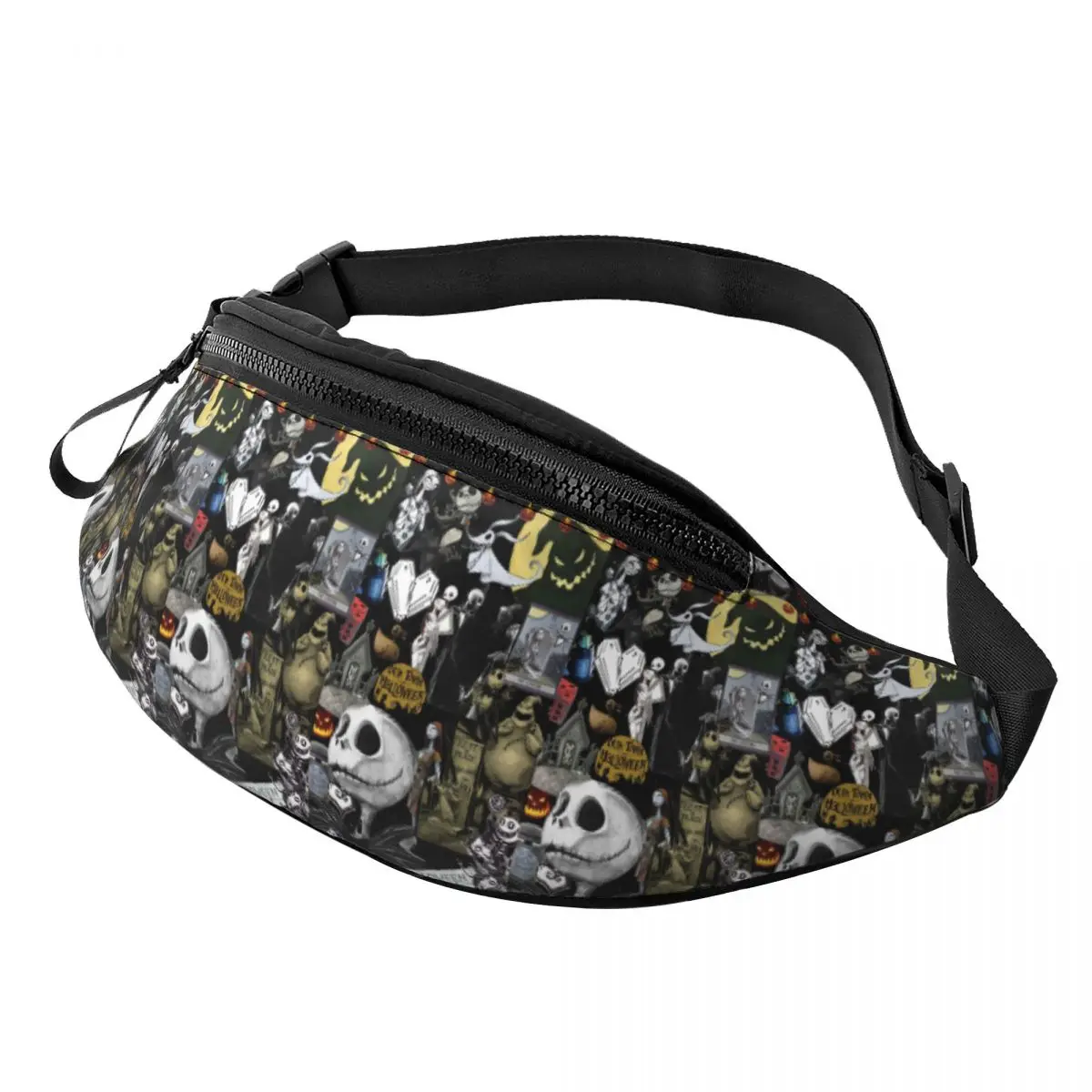 

Custom Anime The Nightmare Before Christmas Fanny Pack Jack Skellington Crossbody Waist Bag for Hiking Phone Money Pouch