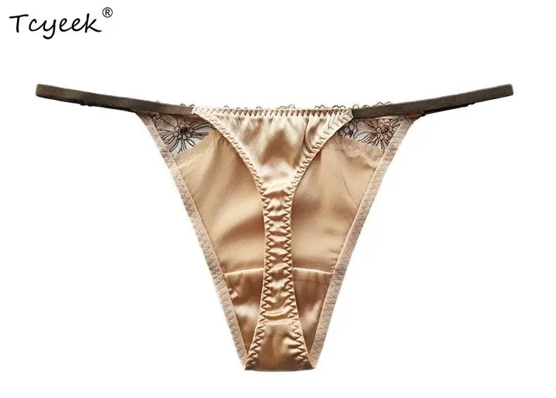 

Tcyeek 93% шелковые сексуальные трусы, женские стринги с вышивкой, базовые эротические стринги во французском стиле, новинка весны и лета 2024, P41947QM