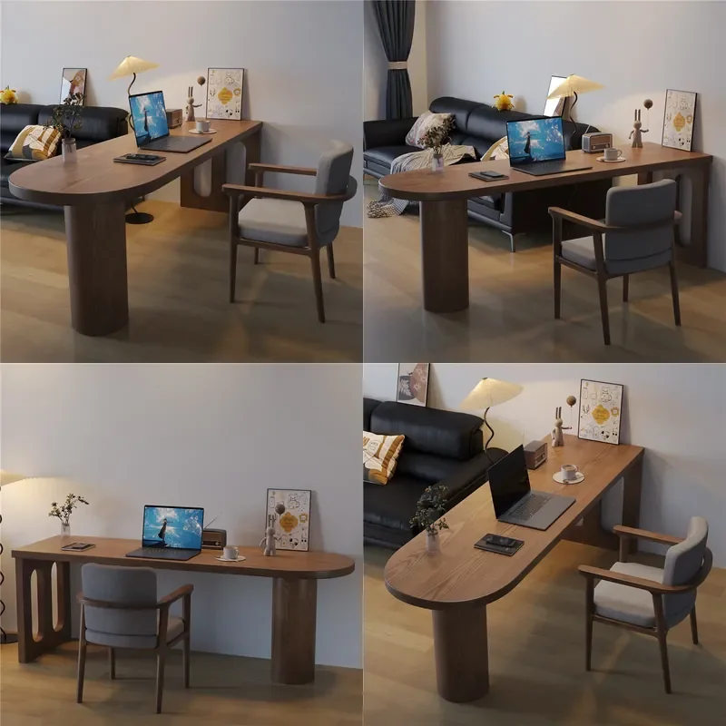For Solid Wood Long Desk Double Workbench Computer Writing Table for Living Room Home Office Study Wall Mounted Sturdy Large