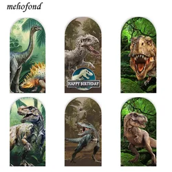 Mehofond Custom 2-Sided Forest Dinosaur Theme Boys Birthday Party Baby Shower Covers Chiara Arch Background Decor Backdrop Photo