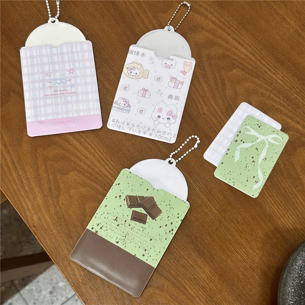 PVC Photocard Holder INS Credit ID Bank Card Keychain Bus Cards Protective Case Idol Photo Card Sleeves Stationery