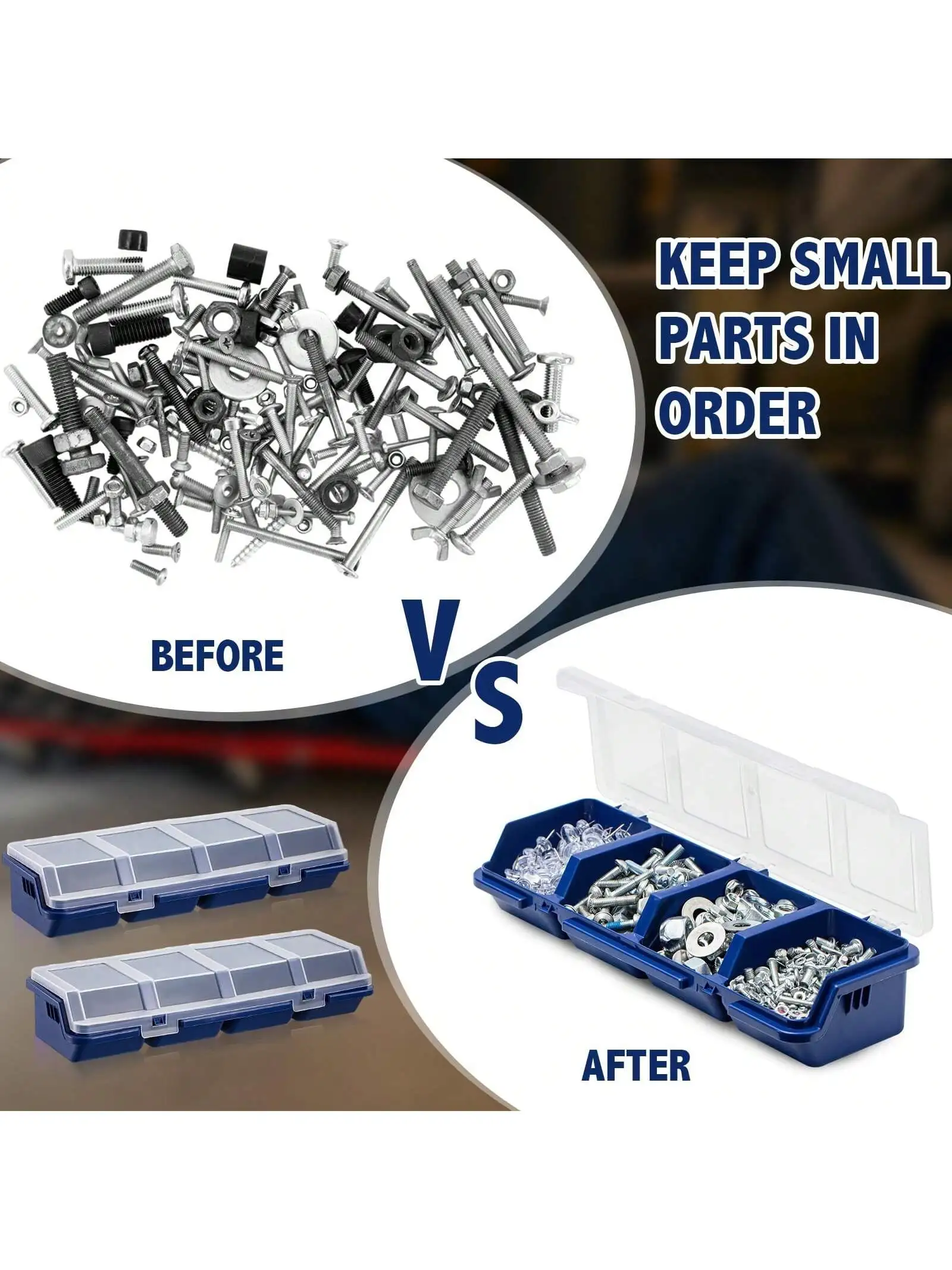 1pc 31x10x6cm 4-Grid Plastic Screw Storage Box, Made Of High-Strength PP Material, Waterproof Tool Organizer Box