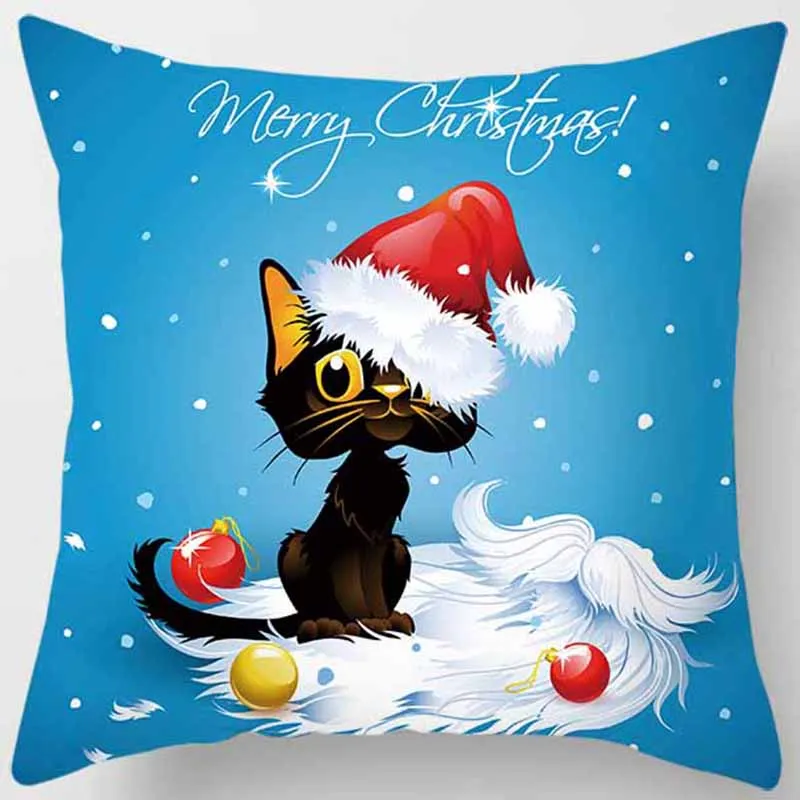 Christmas  Cats with The Apples Pillow Covers Short Plush High Quality Thick Two Sides Printed Pattern Pillow Cases image 4