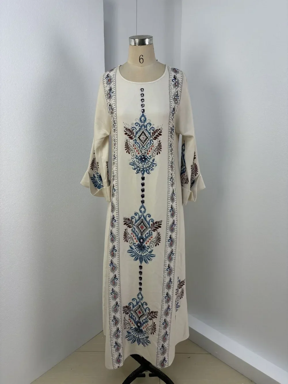 Ramadan marocain caftan Eid musulman Abaya pour les femmes robes de soirée perles Jalabiya dubaï Abayas Islam imprimer robes arabe longue Robe