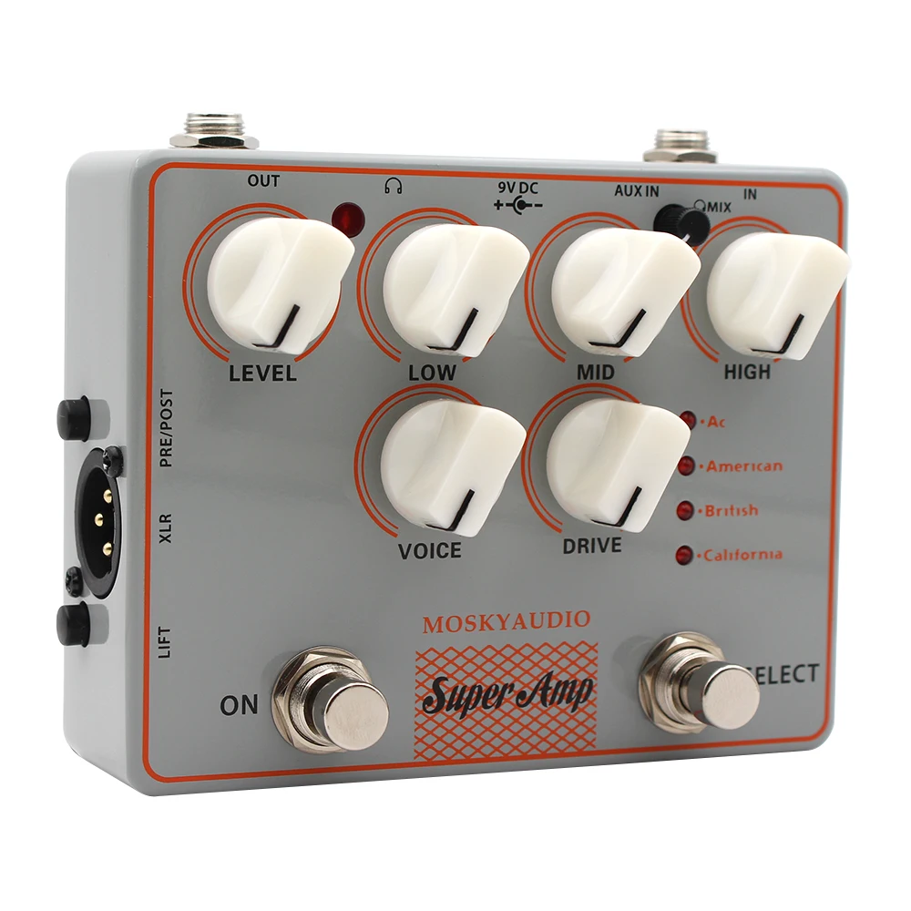 Mosky SUPER AMP 4 AMP IN ONE Amplifier Box,Amp Simulation Guitar Pedal with Drive Voice Control
