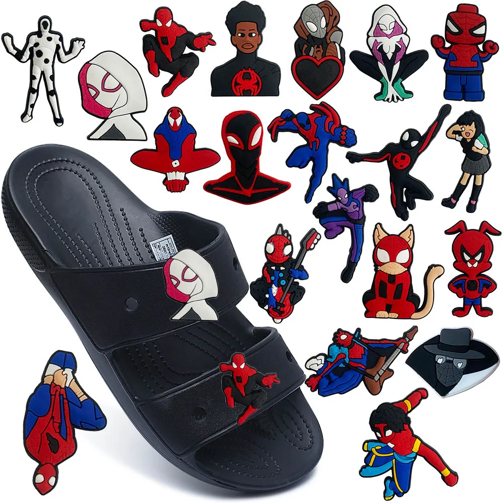 MINISO Spider-Man Shoe Charm PVC accessory DIY shoe decoration for Gator Children Christmas gift