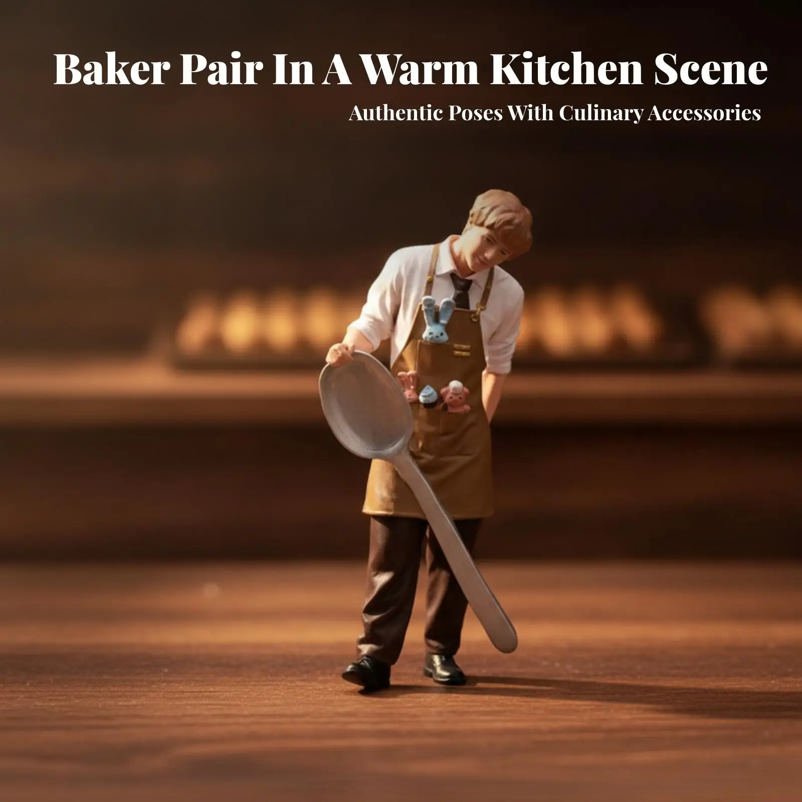 Compact 1/18 Scale Baker Figurine | Ready-to-Display Resin Model, Hand-Painted Bakery Character Figure
