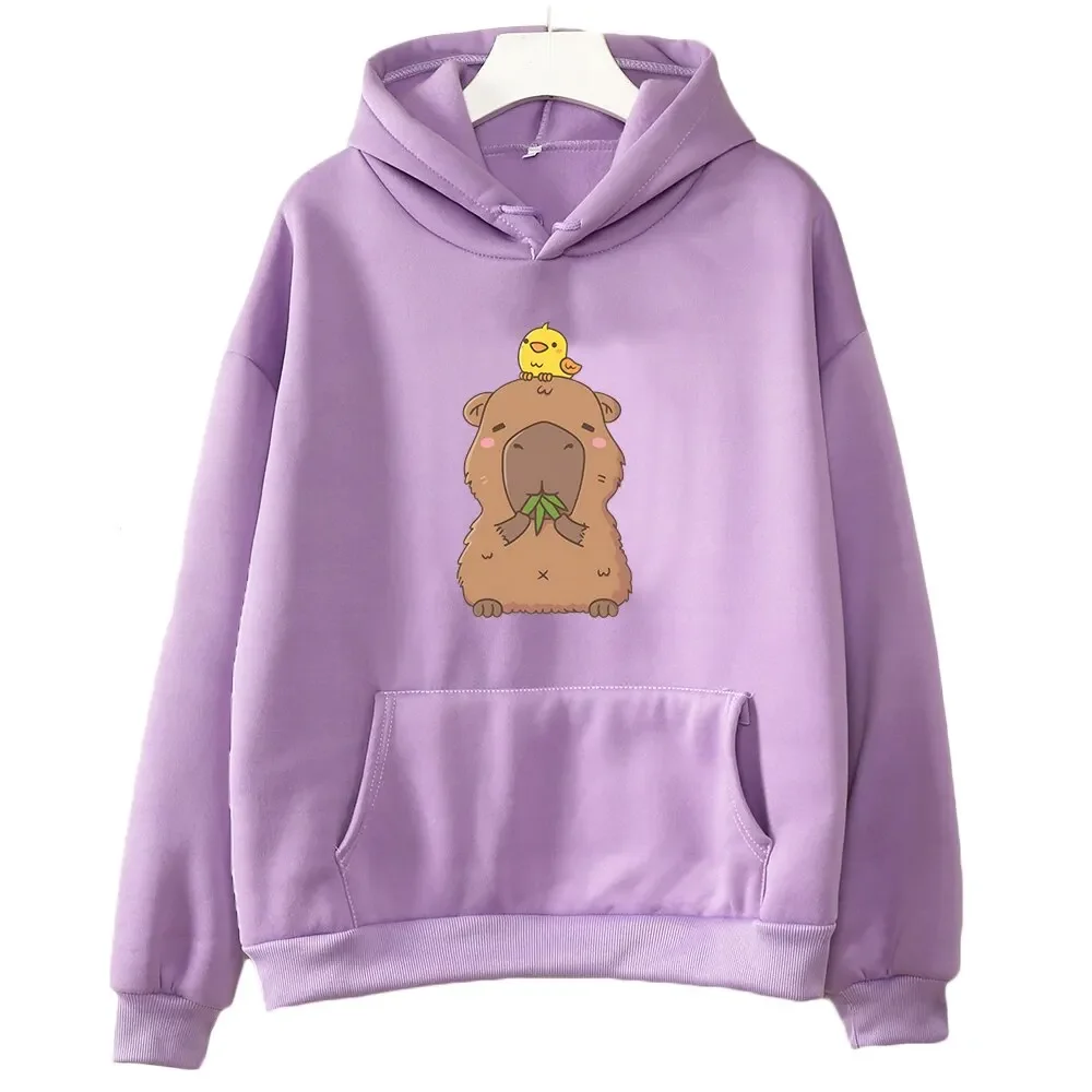 Capybara Kawaii Cartoon Print Hoodie for Girls Cute Graphic Kids Sweatshirts Autumn/Winter Hooded Boys Clothes Long Sleeve Tops