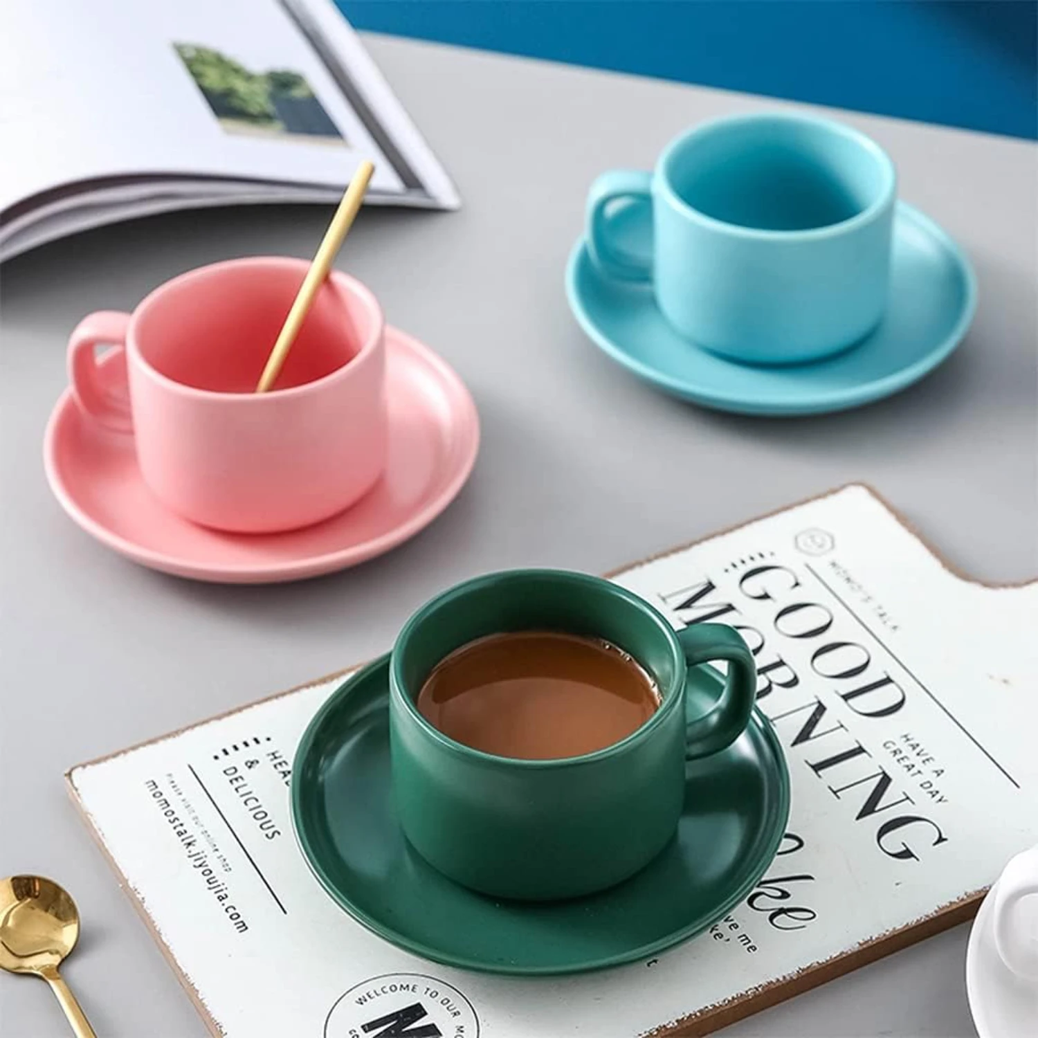 Conjunto de presente de caneca de café de cerâmica sofisticada e luxuosa para homens e mulheres – Eleve a rotina da manhã com este elegante e e