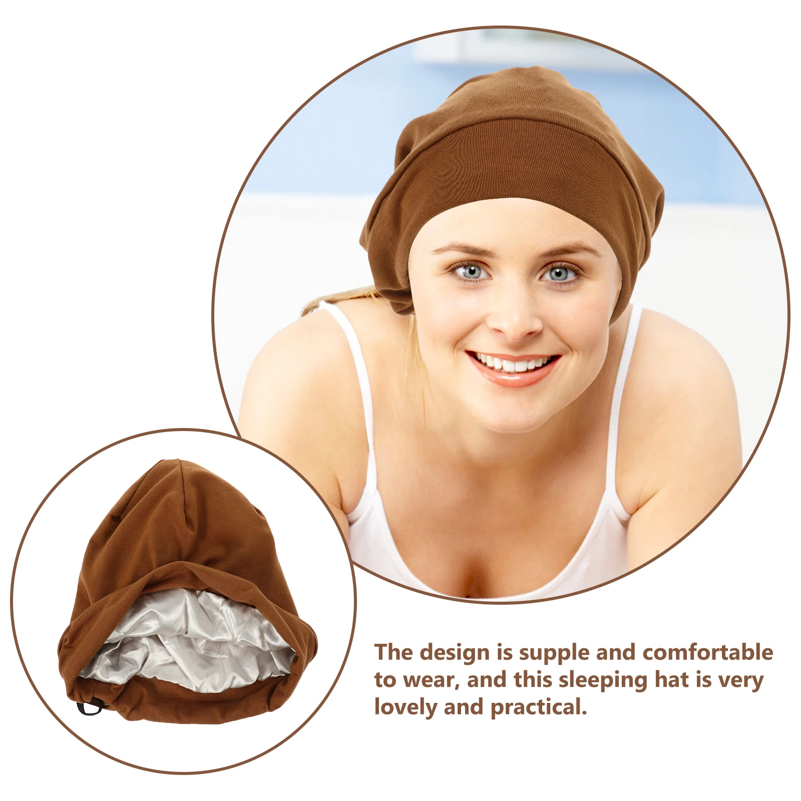 

Sleeping Bonnet Hair Protector Soft Sleeping Hat Elastic Comfortable for Men Women Hair Care Spa Make Up