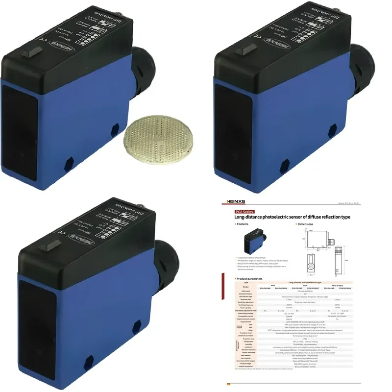 HEINXS PG8-D02MDR Long-range Diffuse Reflection Opposed-type Photoelectric Proximity Sensor Switch PNP/NPN Background