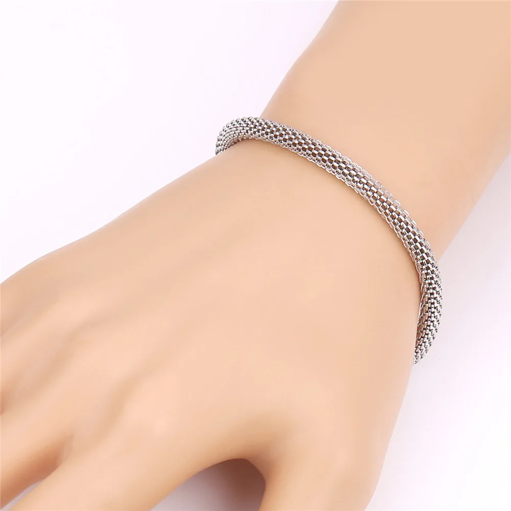 Chainspro Staineless Steel 5mm Brainding Mesh Net Tube Chain Bracelet for Man Ethiopian Bangles Rope 21cm 8.3inches Man Jewelry