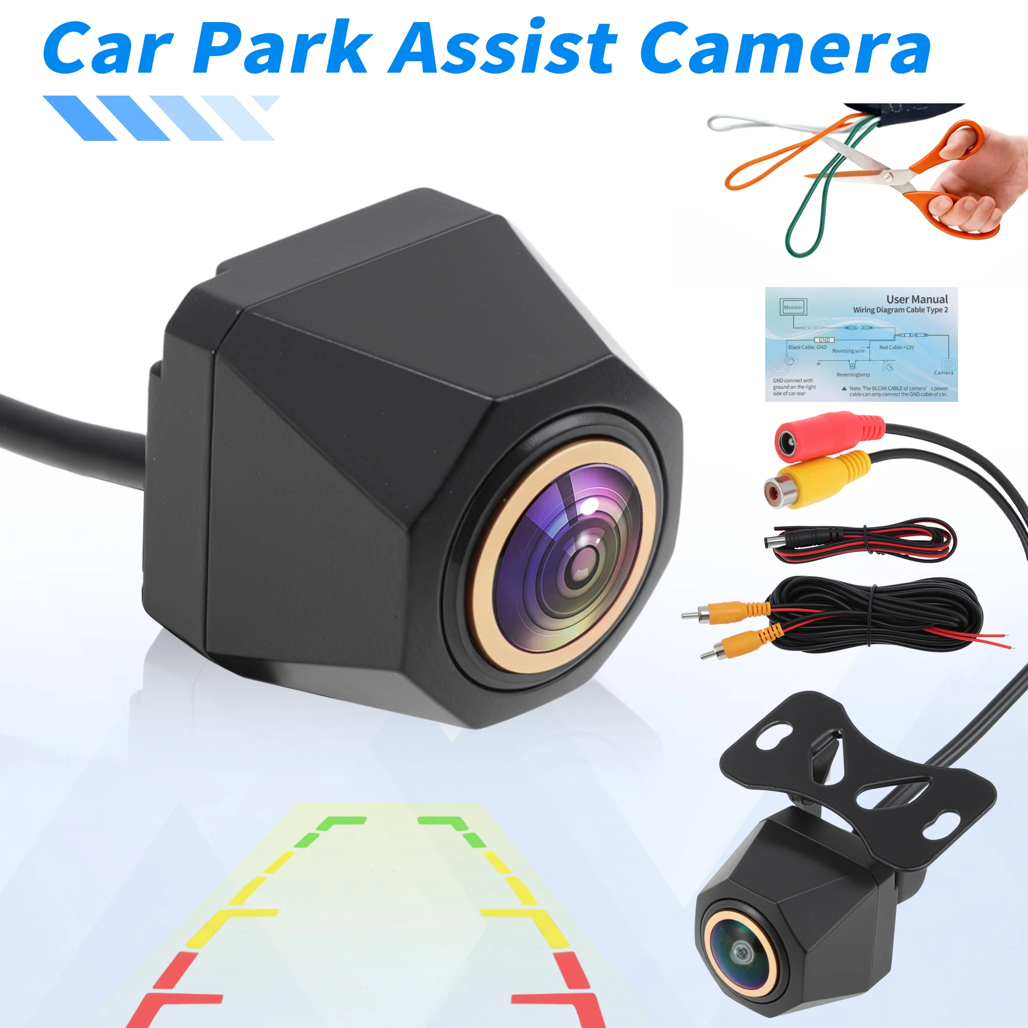 1 Set 1080P AHD 720P CVBS Dual Format Backup Camera Universal Car Reverse Rear Front View Camera 170° Wide Angle Park Assist