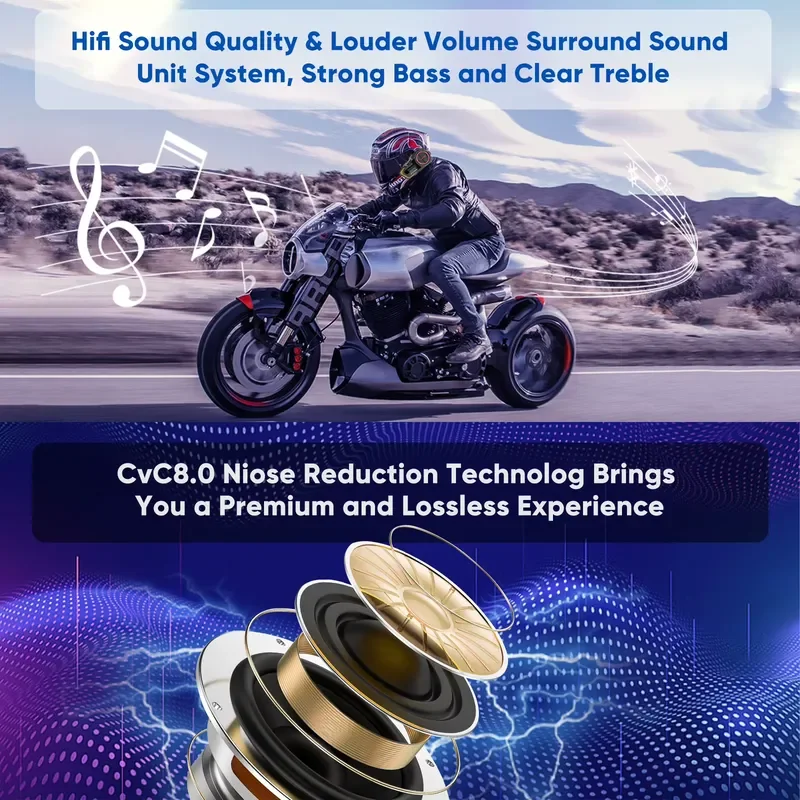 Universal Motorcycle Helmet Intercom 2 Way Bluetooth Headset Stereo Music Sharing Handsfree Communication Device for Riders