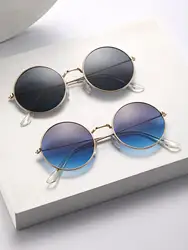 2PCS Unisex Round Metal Trendy Frame Vintage Street Style Y2K Sunglasses For Outdoor Travel Fishing Clothing Accessories