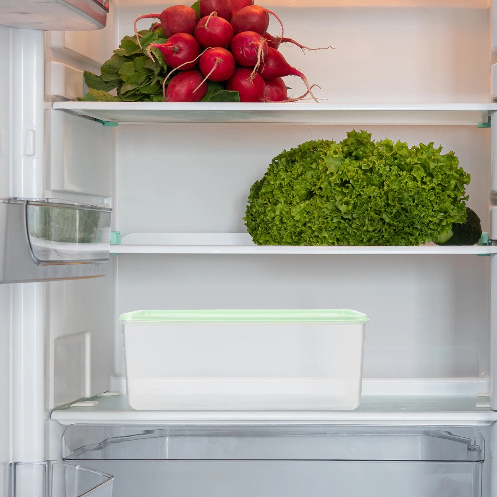 

Transparent Crisper Simple Fruit Vegetables Storage Crisper for Home Store Restaurant (Large Size With Drainer Piece)