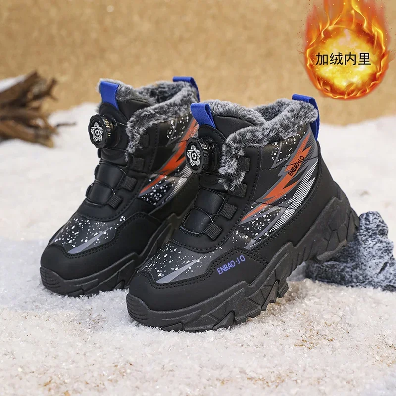 Nieuwe kinderen snowboots trendy all-match kind winter dikke bodem katoenen schoen midden top warm meisje jongen antislip slijtvaste laars