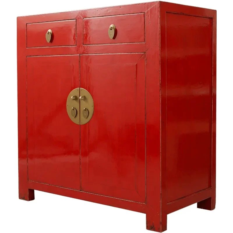 

Antique Chinese curio furniture distressed lacquer finish vintage furniture customized living room wood glossy storage cabinet