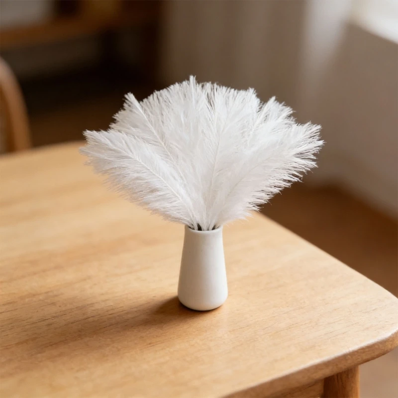 Flower Artificial Pampas Grass 22inch Tall White Stems Perfect For Party Decorations And Photography Props high quality view 4
