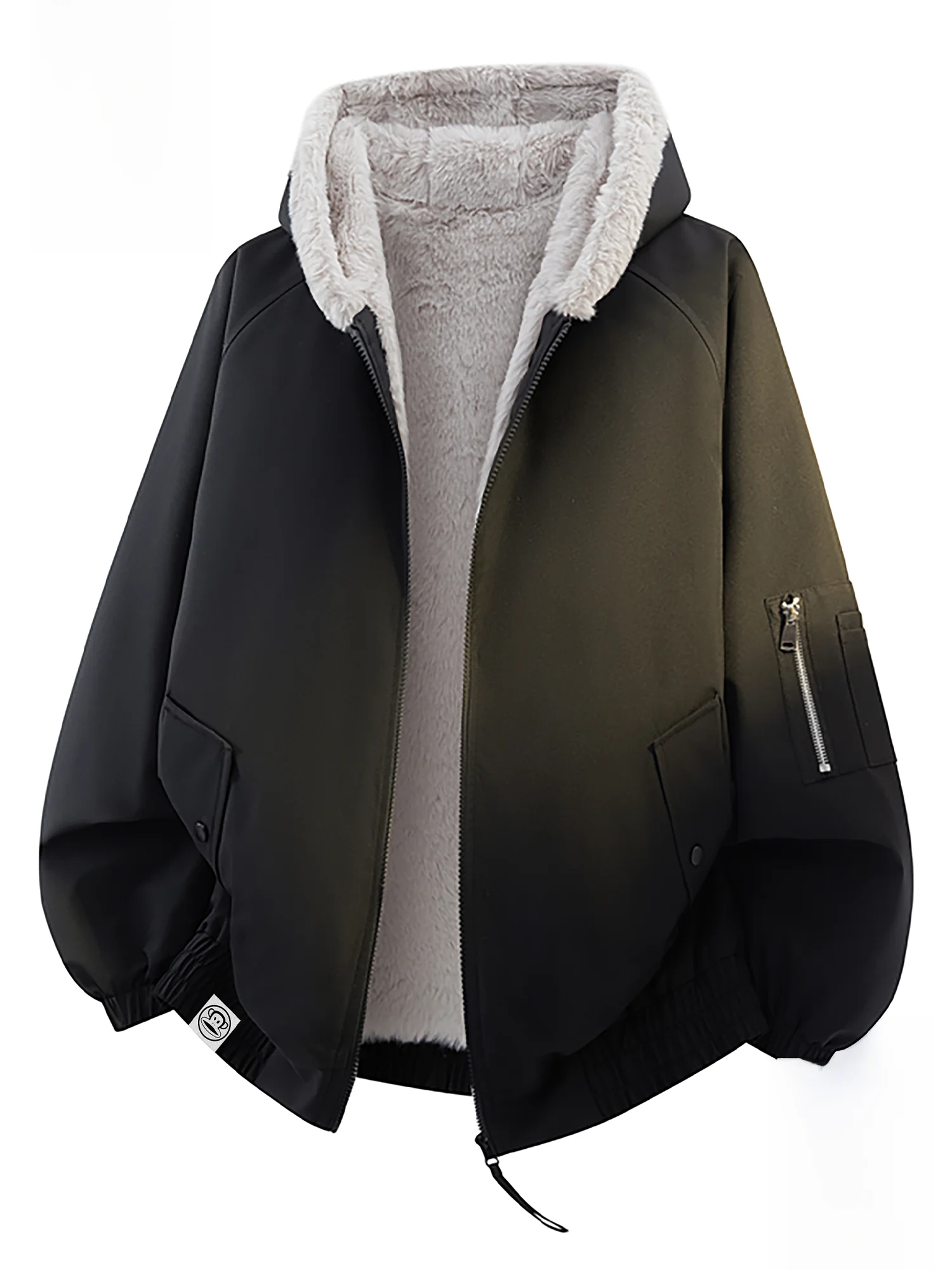 

PaulFrank Thiened Fce Lined Hooded Cotton Jaet Men's Winter Loose Warm Casual Outerwear Large Mouth Monkey Design