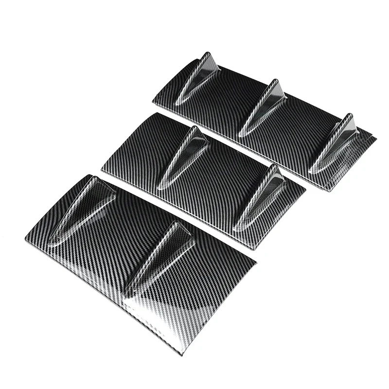 3 Stück Universal-Stoßstangenspoiler, Diffusor, glänzend schwarz, 7 Flügel, Haifischflossen-Stil, Unterkörperlippe – Detail 4