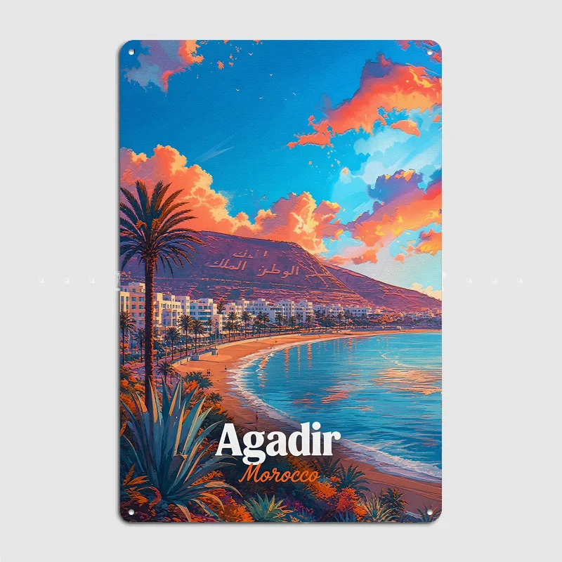 Agadir Morocco City Scenery Travel Poster Metal Sign Life Wall Custom Bedroom Indoor Home Wall Decor Posters Room Decoration