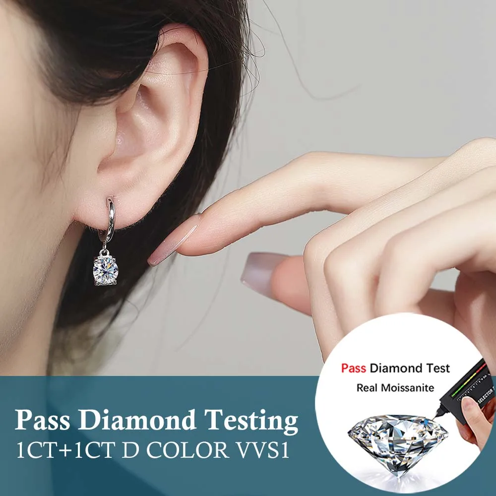 

2, серьги-капли с муассанитом для женщин, цвет D, квадратный кулон, серьги-гвоздики, лабораторные бриллианты, изумрудная огранка, сверкающие ювелирные изделия